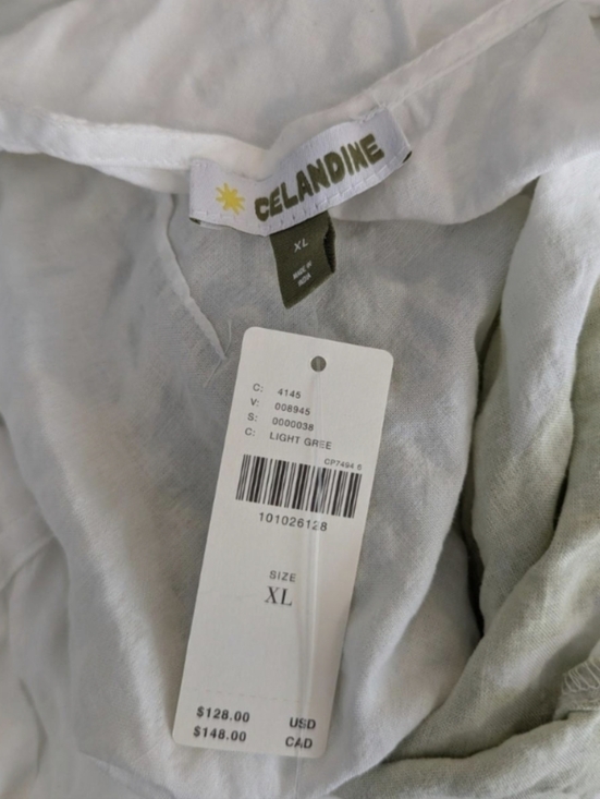 Anthropologie Celandine Drop Waist Midi Dress White Green Print NWT XL - Picture 2 of 5